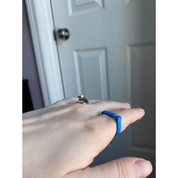 Blue chunky square disconnected bar ring, size 6.5, NEW - Picture 9 of 10